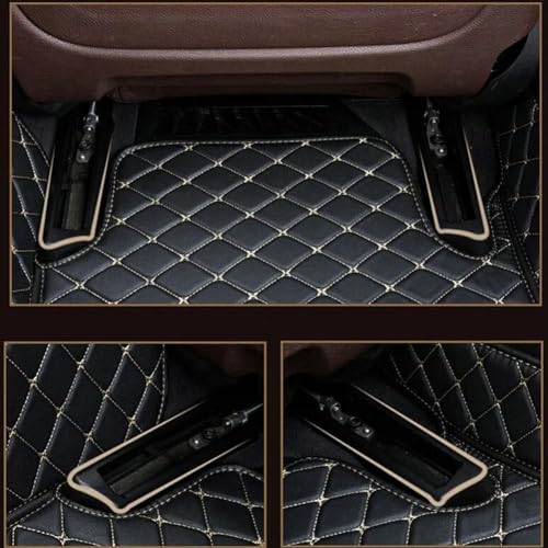 Custom Fit All-Weather Leather Car Floor Mats for Cars SUVs Sports Cars (Black with Green Bar) K366630