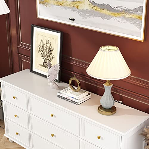FAMAPY Chest of Drawers White Dresser with Gold Metal Handles & Wooden Legs O6797
