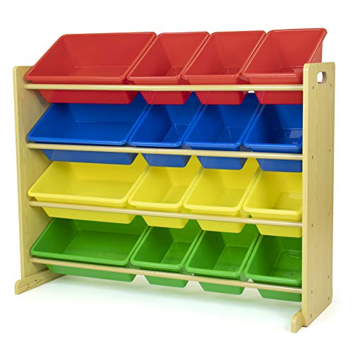 Humble Crew Supersized Toy Storage Organizer with 16 Removable Bins, Grey/White D772791
