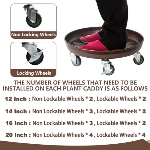 2 Pack Metal Plant Caddy with Wheels, Lockable Casters, Heavy Duty Q2424