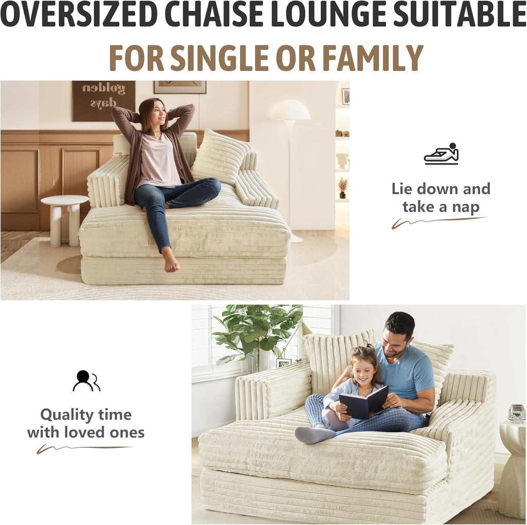 Oversized Chaise Lounge Sofa with 2 Throw Pillows S781613