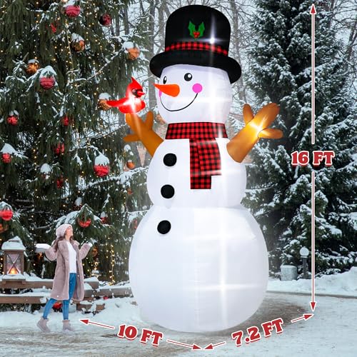 16FT Christmas Inflatable Snowman with LED Lights Outdoor Yard Decor N561071