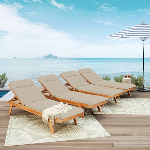 Chaise Lounge Cushion 72x21x3 Inch Set of 2 Outdoor Patio Cream B783089