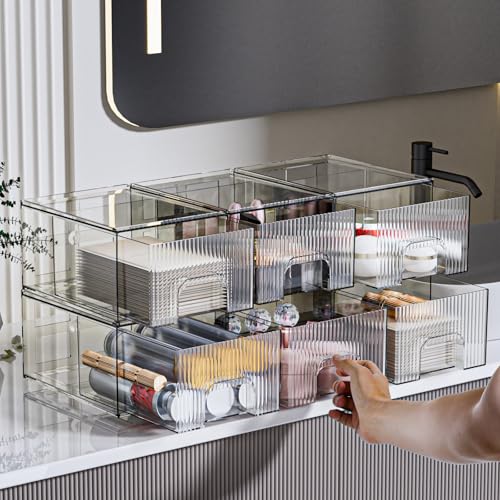 ZHIAI 3 Pack Clear Stackable Acrylic Cosmetic Organizer with Drawers N472