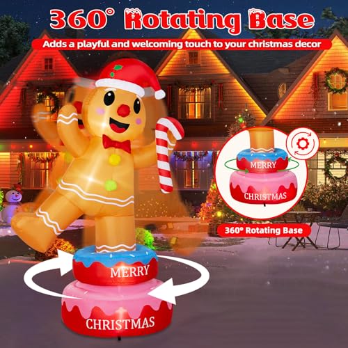 B&D 12FT Giant Christmas Inflatables Snowman Outdoor Decorations with Rotating LED Lights B36000