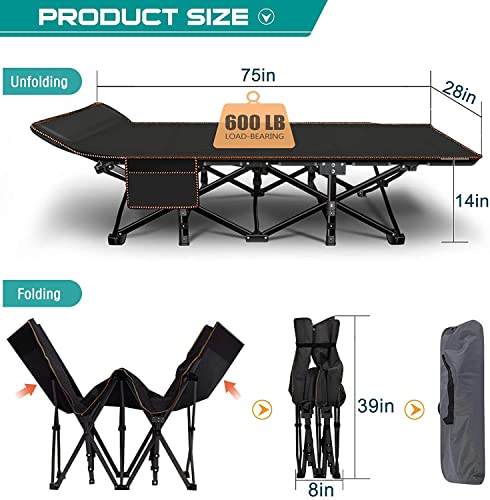 ABORON Oversized Folding Camping Cot for Adults, Double Layer 1200D, with Mat & Carrying Bag S2407
