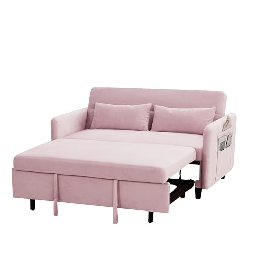54" Convertible Sofa Bed, 3-in-1 Sleeper Sofa with Pull-Out Bed, Gray W416989