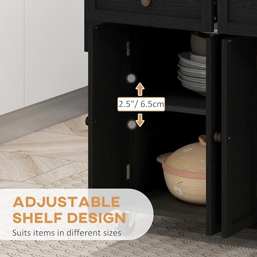 HOMCOM Kitchen Island on Wheels with Rubberwood Top, Navy Blue X7812