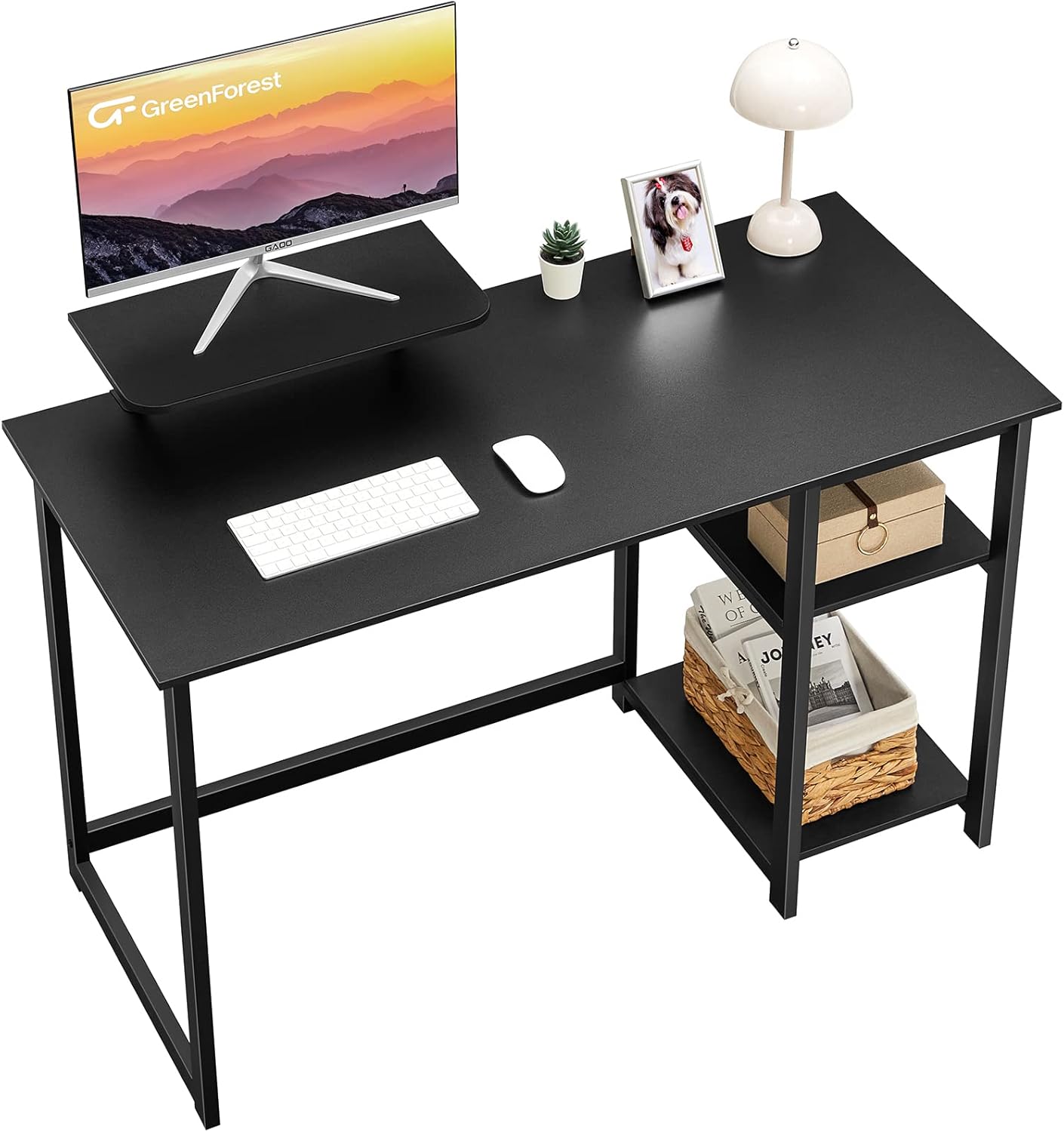 GreenForest Computer Desk with Monitor Stand, 39 Inch Black Y11207