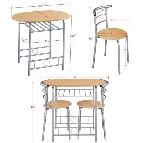 Yaheetech 3-Piece Dining Table Set with 2 Chairs, White X5971