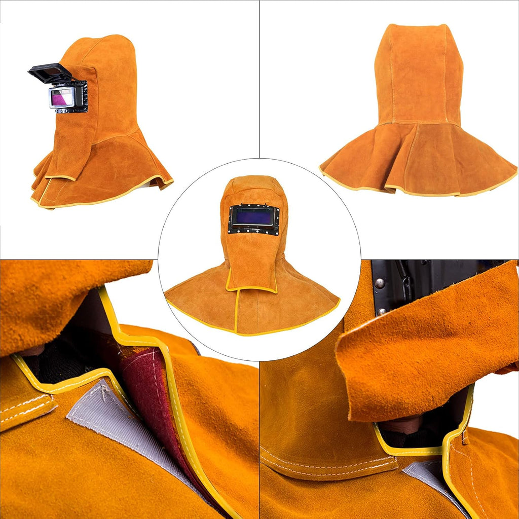 Leather Welding Mask with Solar Auto Darkening Filter, Yellow I380