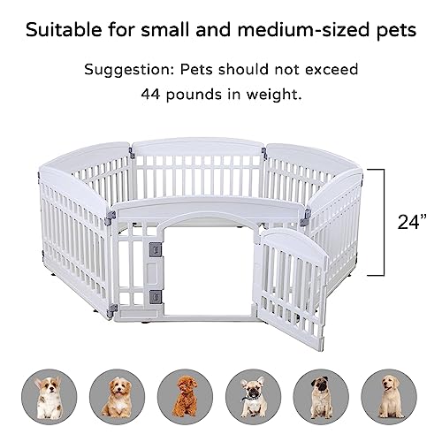 Pet Playpen for Dogs Heavy Plastic Exercise Pen Indoor Outdoor Folding Cage 6 Panels White L83956