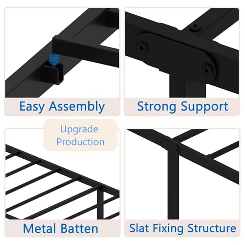 Full Size Metal Platform Bed Frame with Headboard, Black U138819