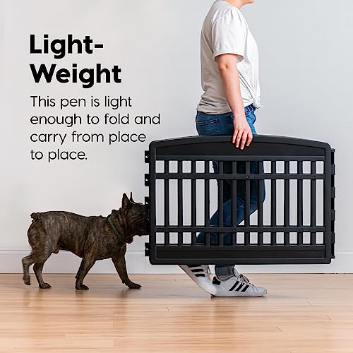 IRIS USA 24" 6-Panel Dog Playpen for Puppies & Small Dogs, Black N28330