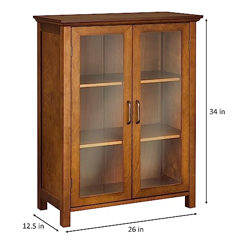 Teamson Home Avery Wooden Freestanding Floor Cabinet with 2 Adjustable Shelves, Oiled Oak C453