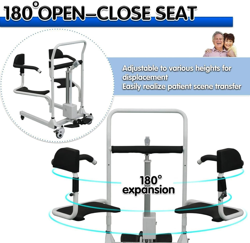 Electric Patient Lift Transfer Chair with 180° Split Seat and Bedpan G238970