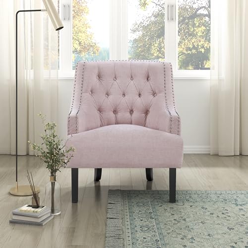 Lexicon Accent Chair Upholstered Armchair with Solid Wood Frame, Black Chenille P375592
