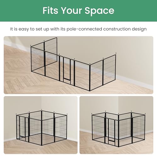 HealSmart Dog Playpen Indoor 32" Height 8 Panels for Small/Medium Dogs, Black J454