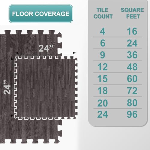 Sorbus Wood Grain EVA Interlocking Floor Mats with Borders J287