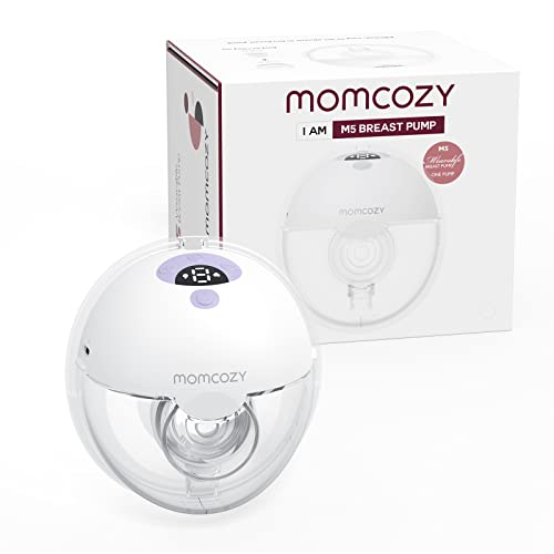 Momcozy M5 Hands-Free Wearable Breast Pump, Double-Sealed Flange, 3 Modes & 9 Suction Levels, 24mm, 2-Pack Quill Gray Z371714