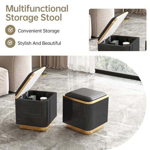 Lift Top Coffee Table with Storage and 4 Stools, Black C543603