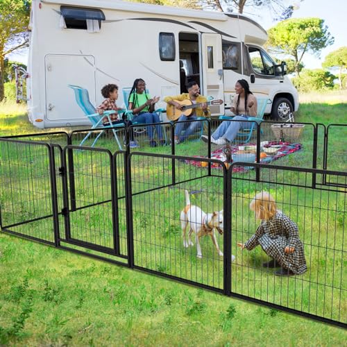 Dog Playpen Outdoor Extra Wide 12 Panels Heavy Duty 40" Height with Doors Portable G77703