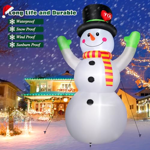 10 FT Christmas Inflatables Snowman Outdoor Yard Decorations with LED Lights C52642