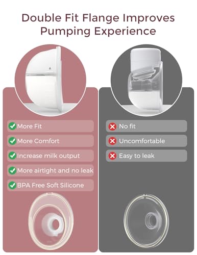 Momcozy M5 Hands-Free Wearable Breast Pump, Double-Sealed Flange, 3 Modes & 9 Suction Levels, 24mm, 2-Pack Quill Gray Z371714