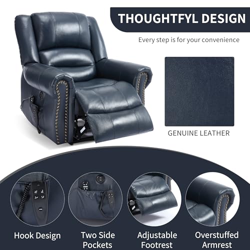Dual Motor Power Lift Recliner Chair with Massage and Heat, Faux Leather, Brown V8458