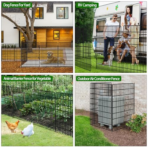 10 Panels Garden Fencing Animal Barrier, 33in x 24ft Rustproof Dog Fence W482439