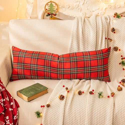 Pack of 2 Christmas Plaid Throw Pillow Covers Green 20x20 Inches U98072