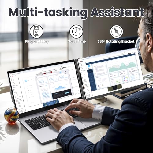 Laptop Screen Extender 15.6" Portable Monitor with 120% sRGB, FHD IPS & USB to HDMI Hub L477181
