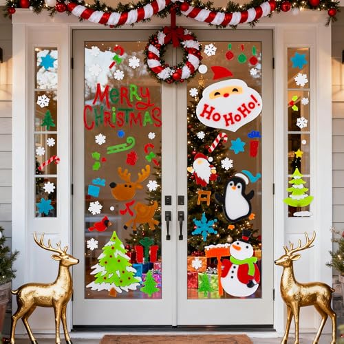 Christmas Window Clings Gel Snowflake Snowman 6-Piece Set F295752