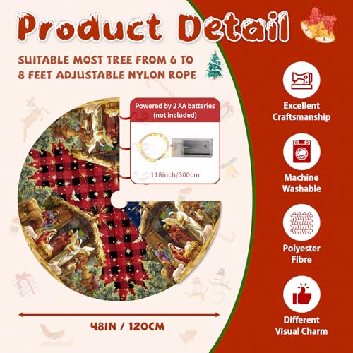 Christmas Tree Skirt 36 Inch with Snowman Reindeer Santa Snowflake L183244