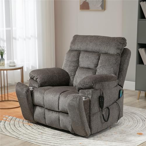 Lift Chair Recliner with Massage and Heat, Heavy Duty for Seniors, Brown V12888
