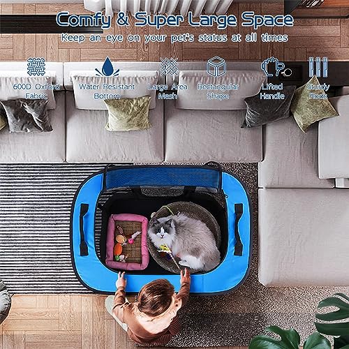 Foldable Dog Cat Playpen with Carrying Case, Water-Resistant, Indoor Outdoor V14642