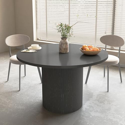 47 inch Round Dining Table with Storage Shelf (Walnut) N502088