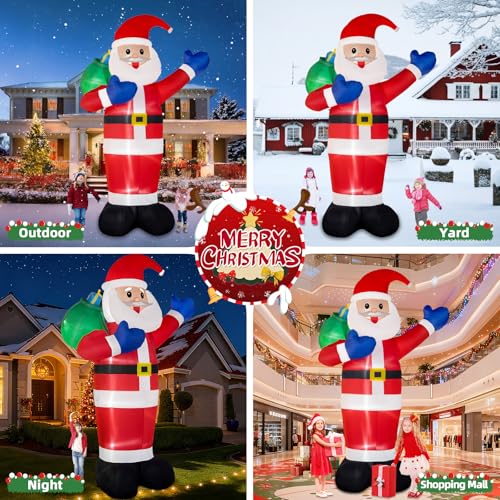 B&D 12FT Giant Christmas Inflatables Snowman Outdoor Decorations with Rotating LED Lights B36000