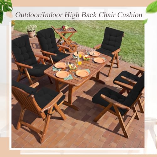 Juexica 4 Sets Outdoor Patio Chair Cushions High Back Tufted Beige D1688