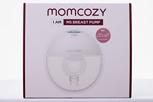 Momcozy M5 Hands-Free Wearable Breast Pump, Double-Sealed Flange, 3 Modes & 9 Suction Levels, 24mm, 2-Pack Quill Gray Z371714
