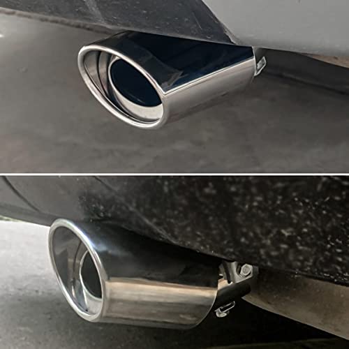 Stainless Steel Car Exhaust Tip, 2.5" to 3.3" Universal, Chrome-Plated Finish, Blue/B Style J466