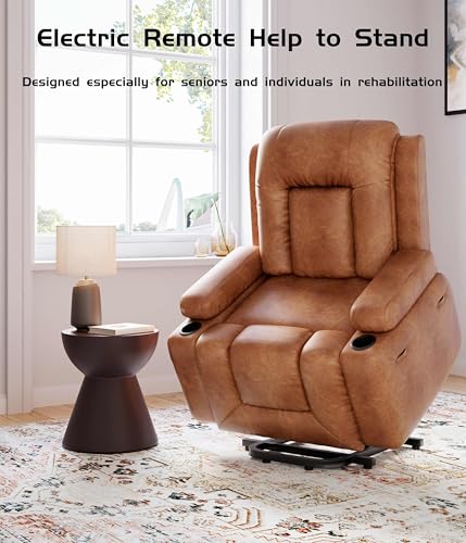 GarveeHome Power Lift Recliner Chair with Heat and Massage, Faux PU, for Elderly I162