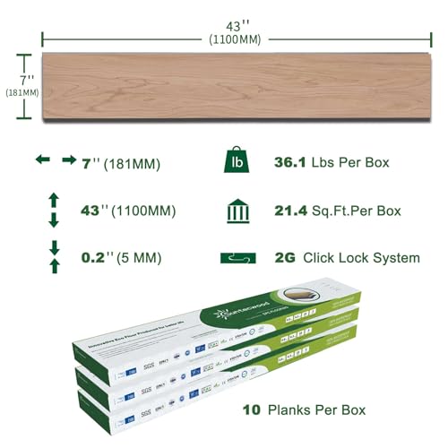 Interlocking Luxury Vinyl Flooring Wood-Look Planks SPC Rigid Core Waterproof Hickory Q852539
