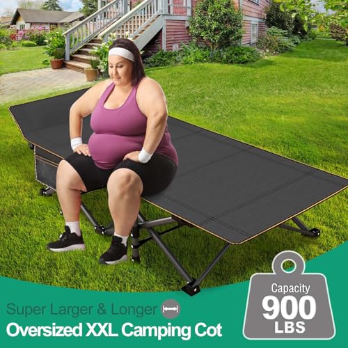 LILYPELLE Folding Camping Cot, Extra Wide Heavy Duty with Carry Bag Z15817