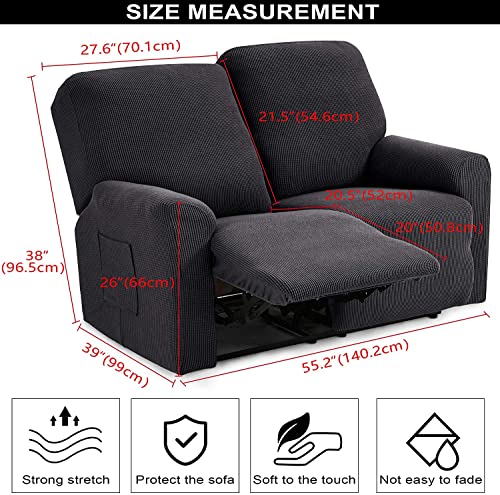 Loveseat Recliner Slipcover with Side Pocket, Stretch Elastic Furniture Protector E391952