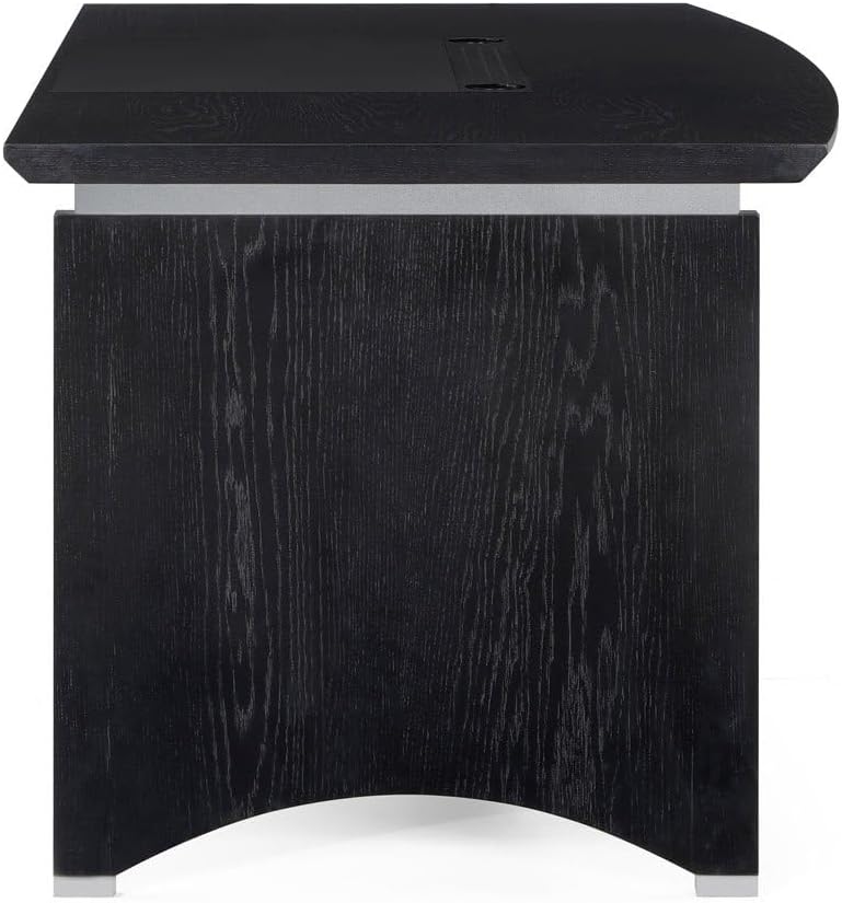 ZURI Modern Washington Black Oak Wood Desk with Leather Writing Pad C69776