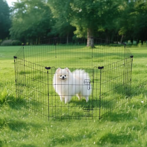 Amazon Basics Foldable Octagonal Metal Dog Playpen, Extra Large, Black G18040