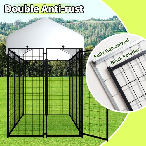 Large Outdoor Dog Kennel with Roof Cover Heavy Duty Welded Wire Steel Dog Pen B5629