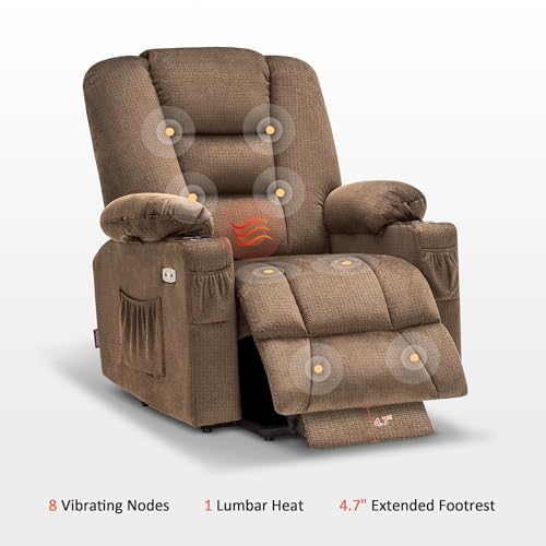 MCombo Small Power Lift Recliner Chair with Massage and Heat, Brown N356790