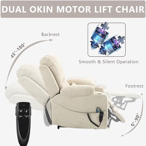 Power Lift Chair Recliner with Massage and Heat for Adults, Dual Motor H2507